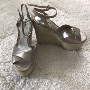 Bebe Metallic espadrille wedges